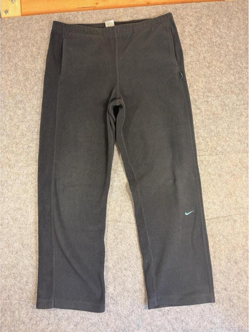 Vintage Nike Sweatpants Mens L Black Sweatpants Fleece Swoosh Y2K Logo